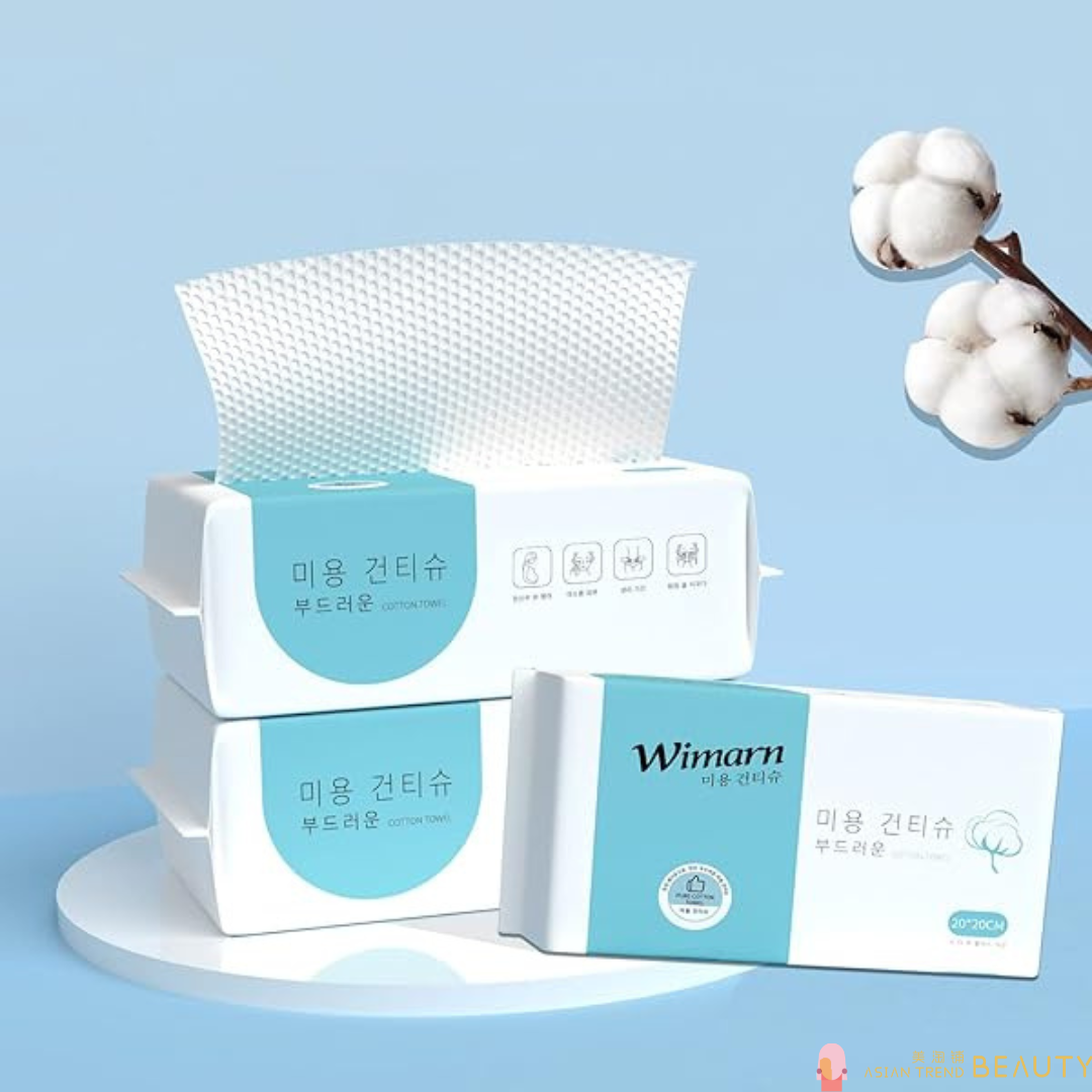 Wimarn Disposable Wet and Dry Cotton Face Towel 60Pcs Extra Thick