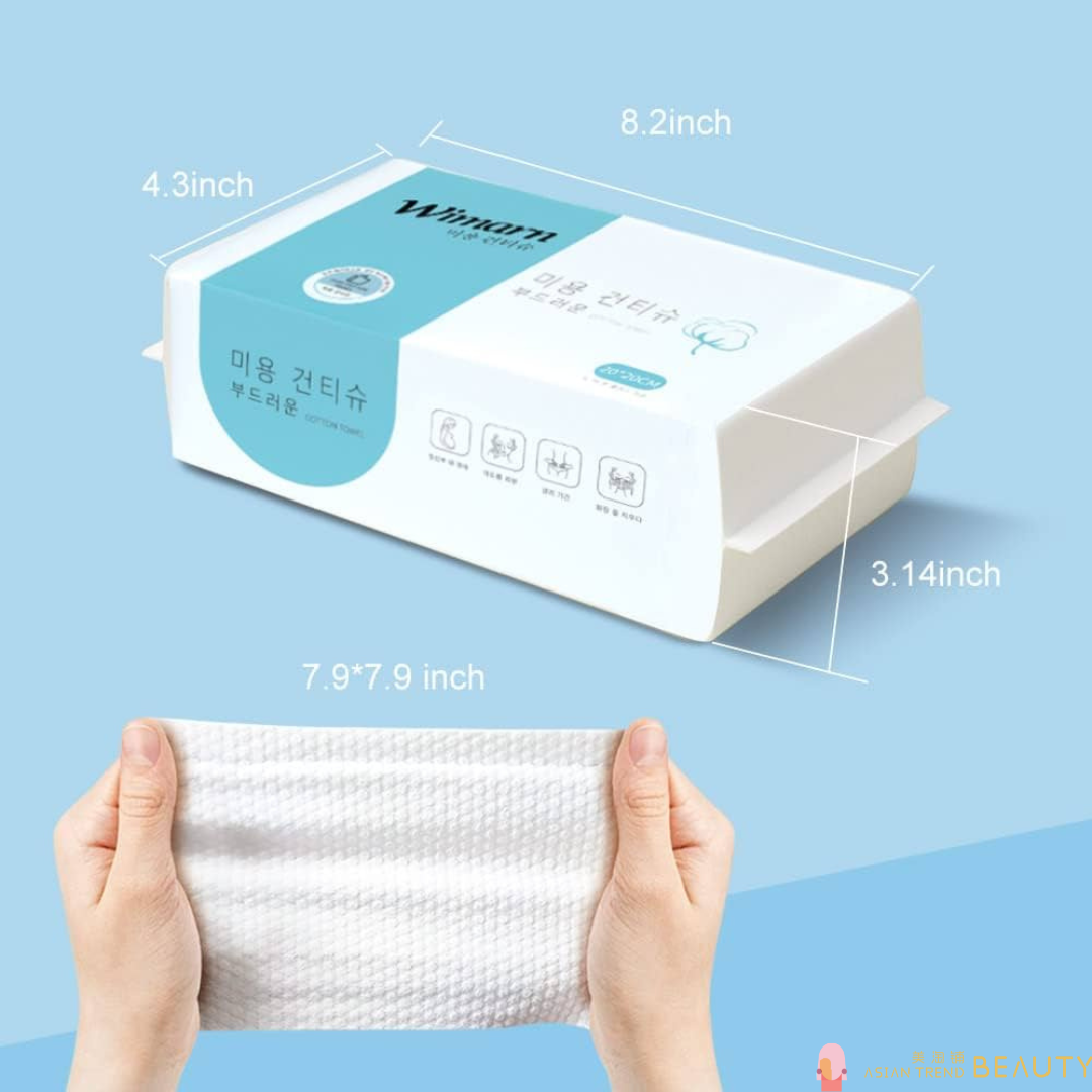 Wimarn Disposable Wet and Dry Cotton Face Towel 60Pcs Extra Thick
