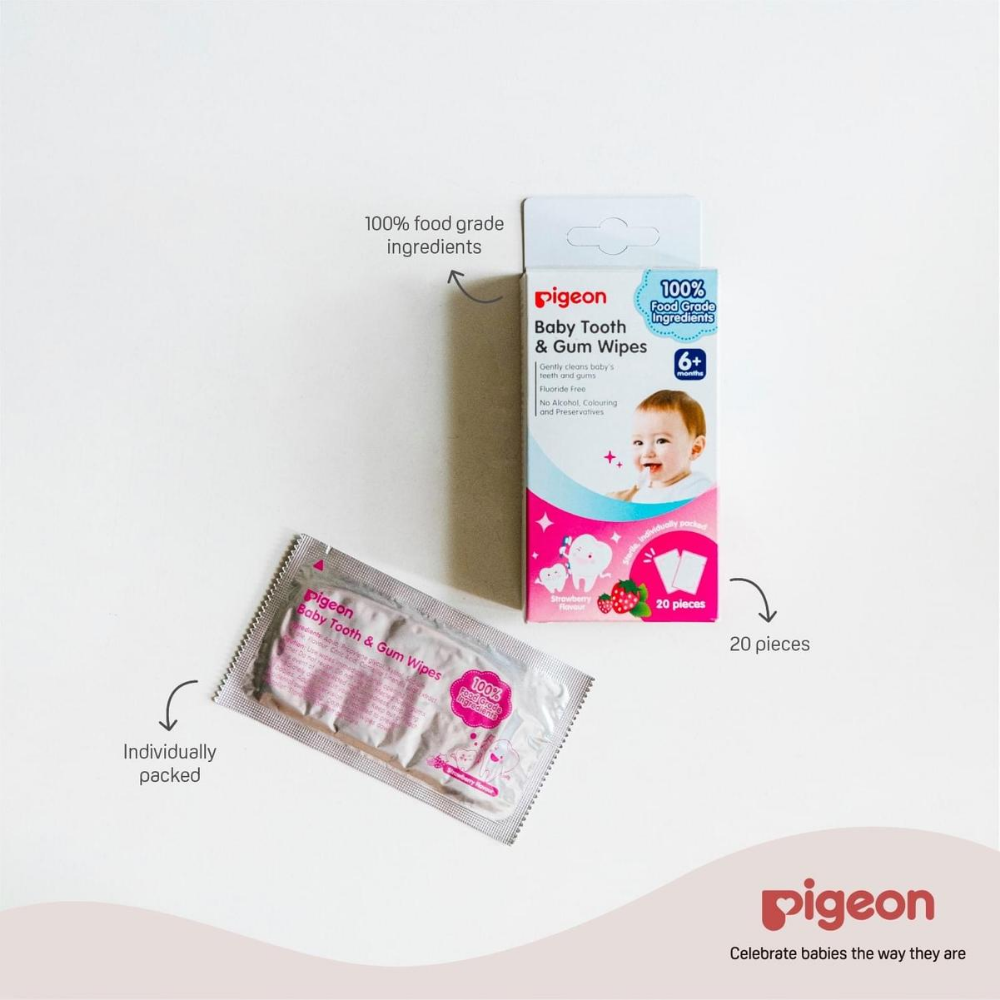 Pigeon Tooth Care Wipes 42pcs #Strawberry