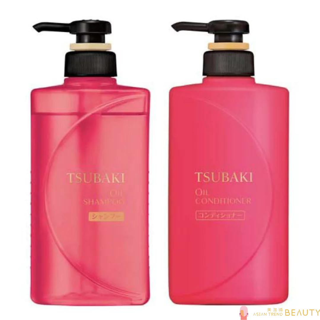 Tsubaki Oil Shampoo 490ml & Conditioner 490ml Pump Pair