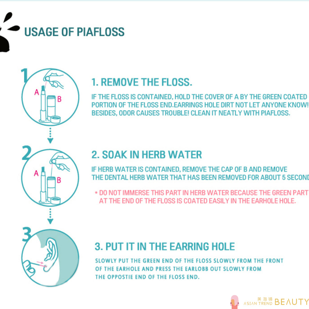 Piafloss Earholes Cleaning Line Mint 60Pcs